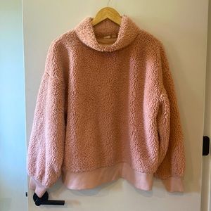 Gap pink pullover Sherpa mock neck sweater